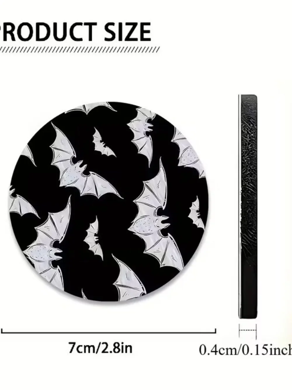 2pcs Halloween Gothic Scary Heat-Resistant Bat Pattern Car Cup Mats